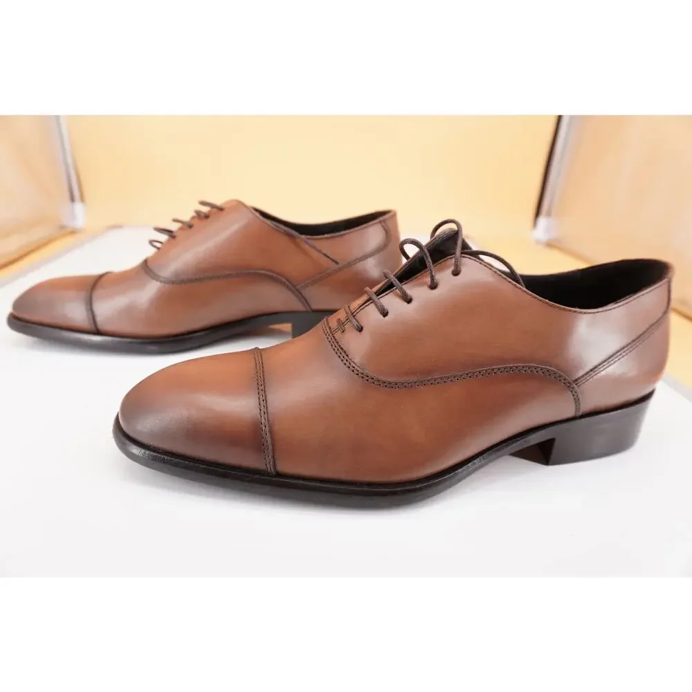 To Boot New York Firenza Men's Brown Leather Cap Toe Oxfords SZ 8 D $395 lace